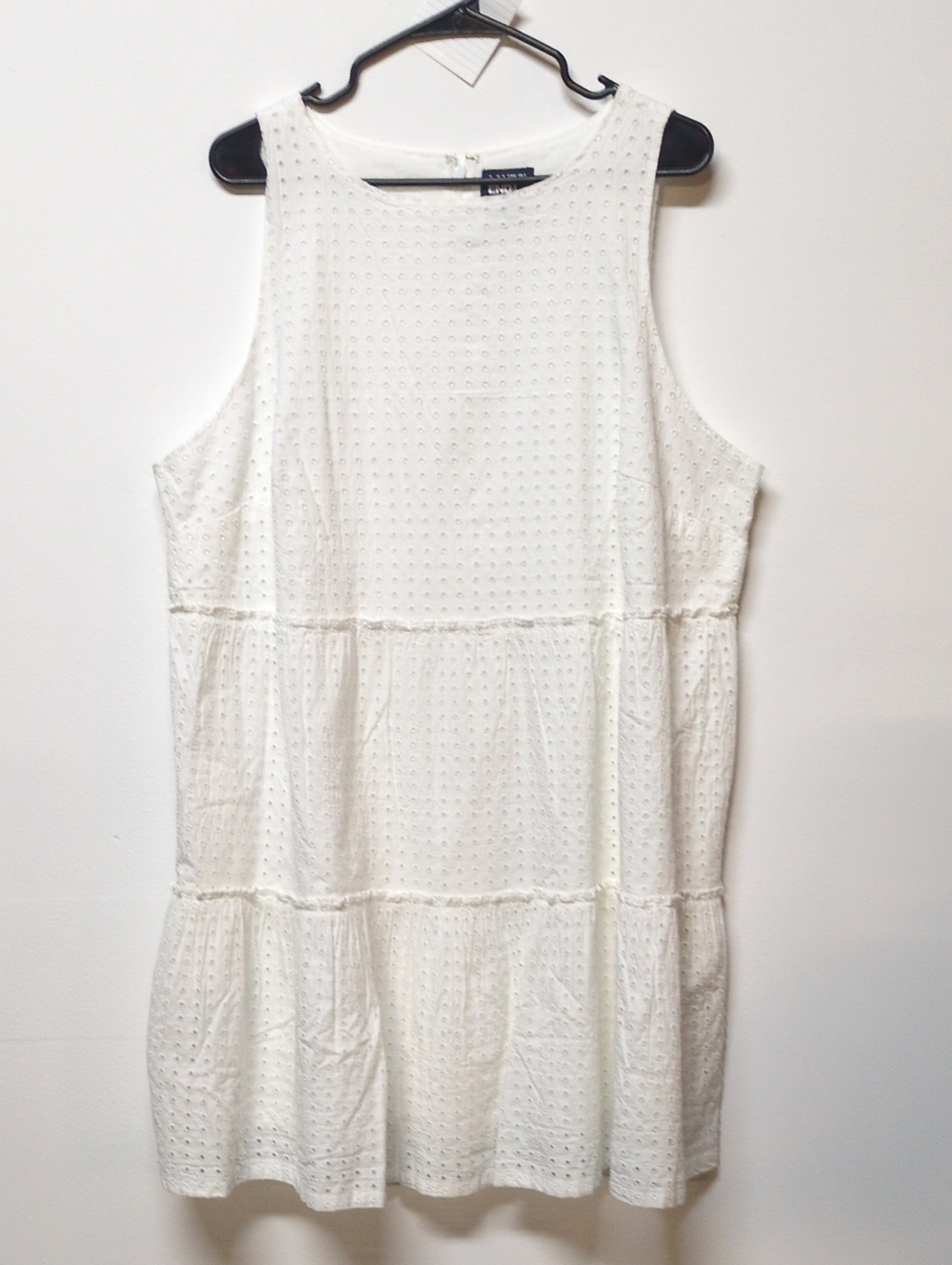 LANDS END White Eyelet Cotton Tiered Tank Dress Size 1X - Picture 2 of 8